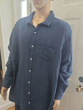 SONOMA BRAND MEN'S BIG AND TALL BLUE LONG SLEEVES FRONT BUTTON SHIRT SIZE 3XB